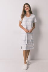 Women'secret Camisón midi de tejido suave con estampado cenefa azul