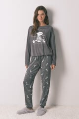 Women'secret Pijama larga de Snoopy 100% algodón gris