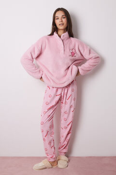 Womensecret Pijama larga polar caritas Smiley rosa
