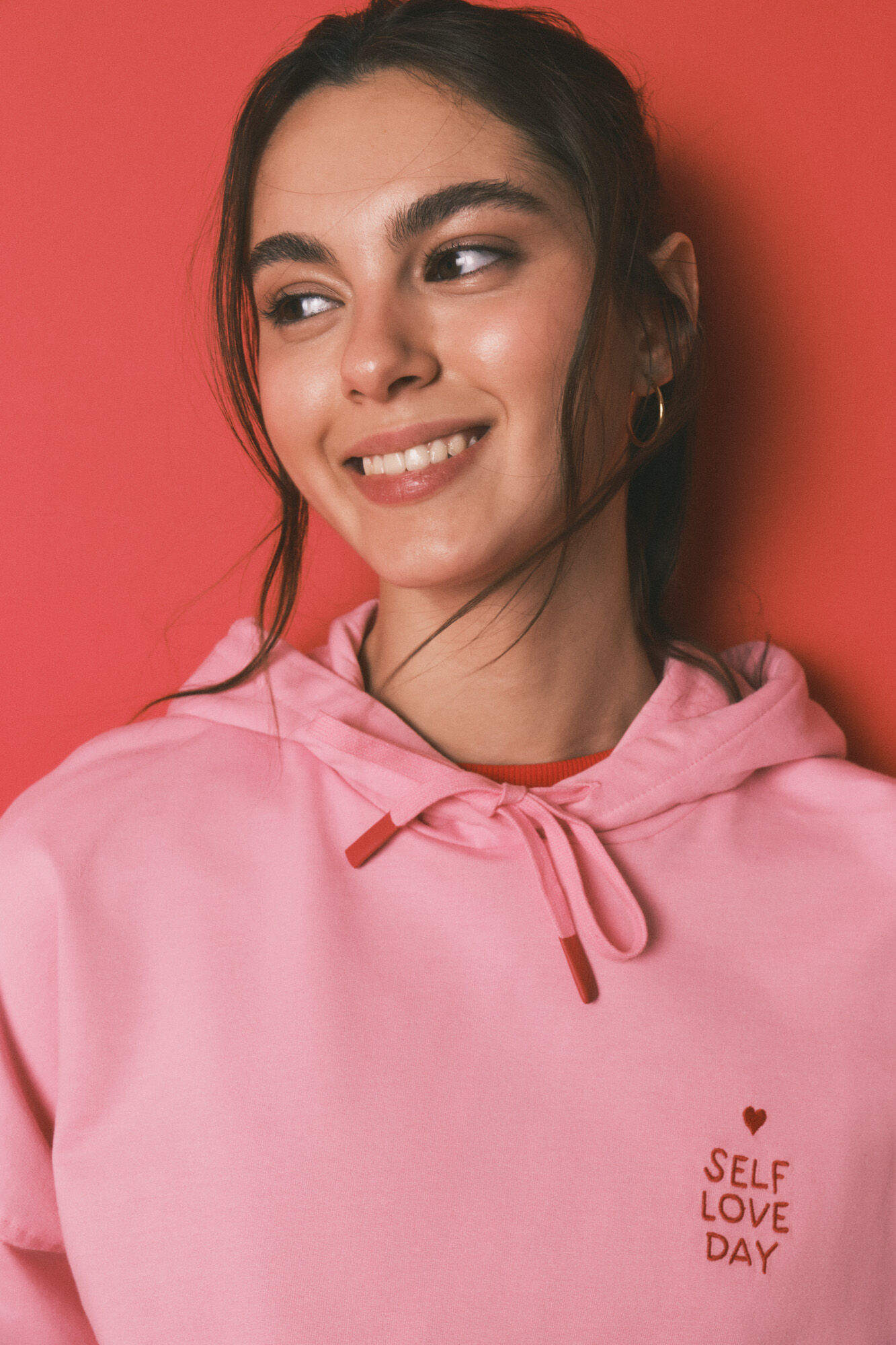 HI&BYE Sudadera con capucha de felpa de algod&oacute;n rosa rosa