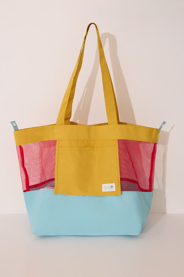 Women'secret Bolsa de bolsa de malla y nailon con estampado blanco. blanco