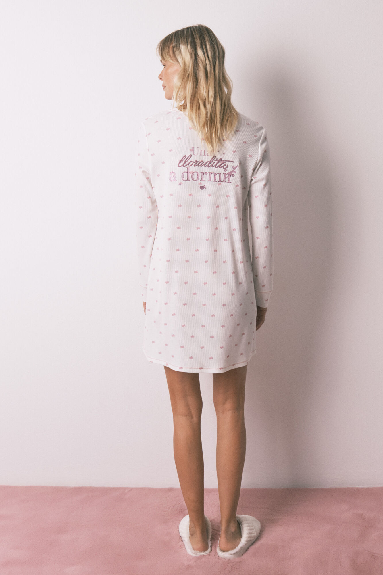 Women'secret Camis&oacute;n midi tejido Waffle  estampado