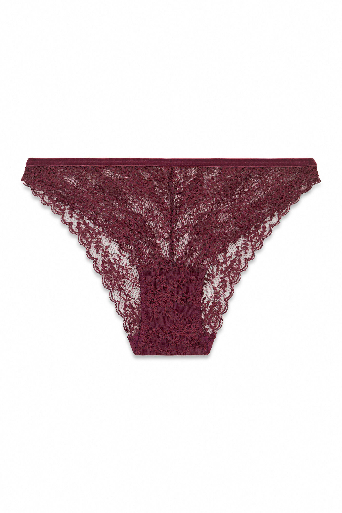 Women'secret Panty cl&aacute;sica de encaje burdeos p&uacute;rpura