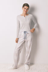 Women'secret Pijama larga cuadros con efecto brillante gris gris