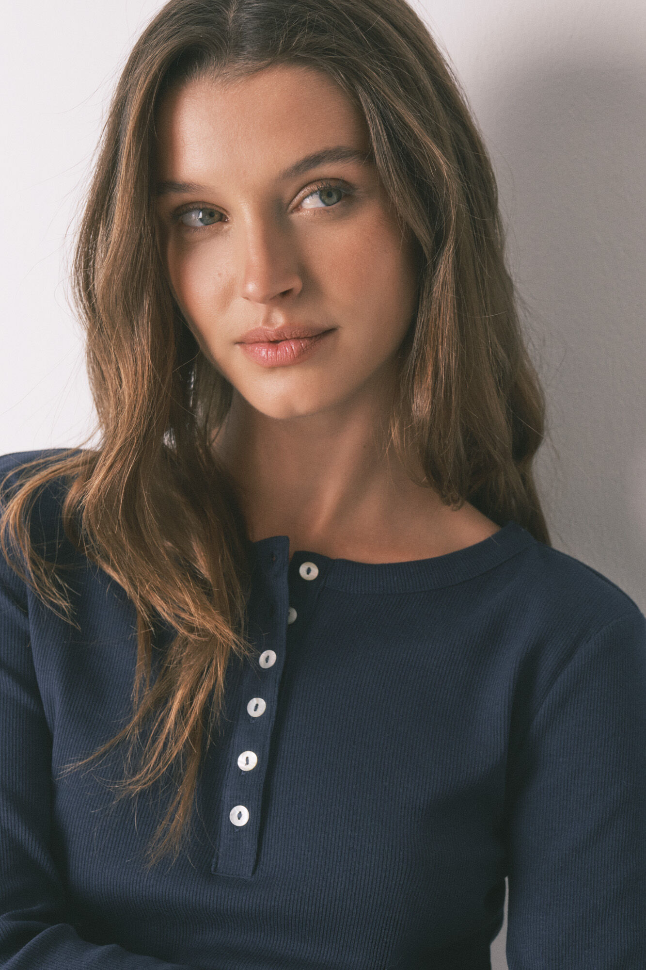 Women'secret Playera manga larga de algod&oacute;n azul azul