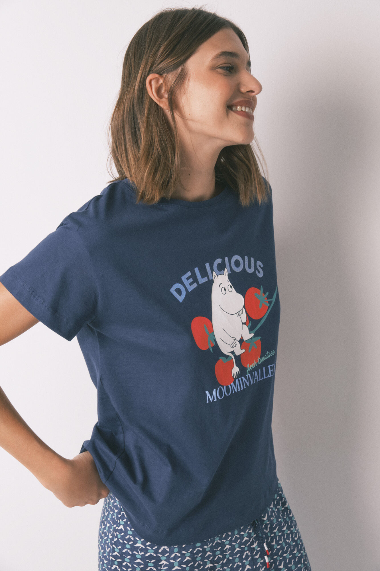 Women'secret Pijama Capri Moomin 100 % algod&oacute;n en color azul  azul