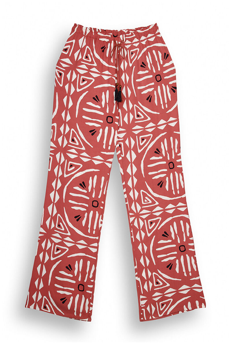 Women'secret Pantalones viscosa estampado &eacute;tnico blanco