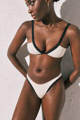 Women'secret Panty de bikini brasile&ntilde;o color block blanco y negro marfil