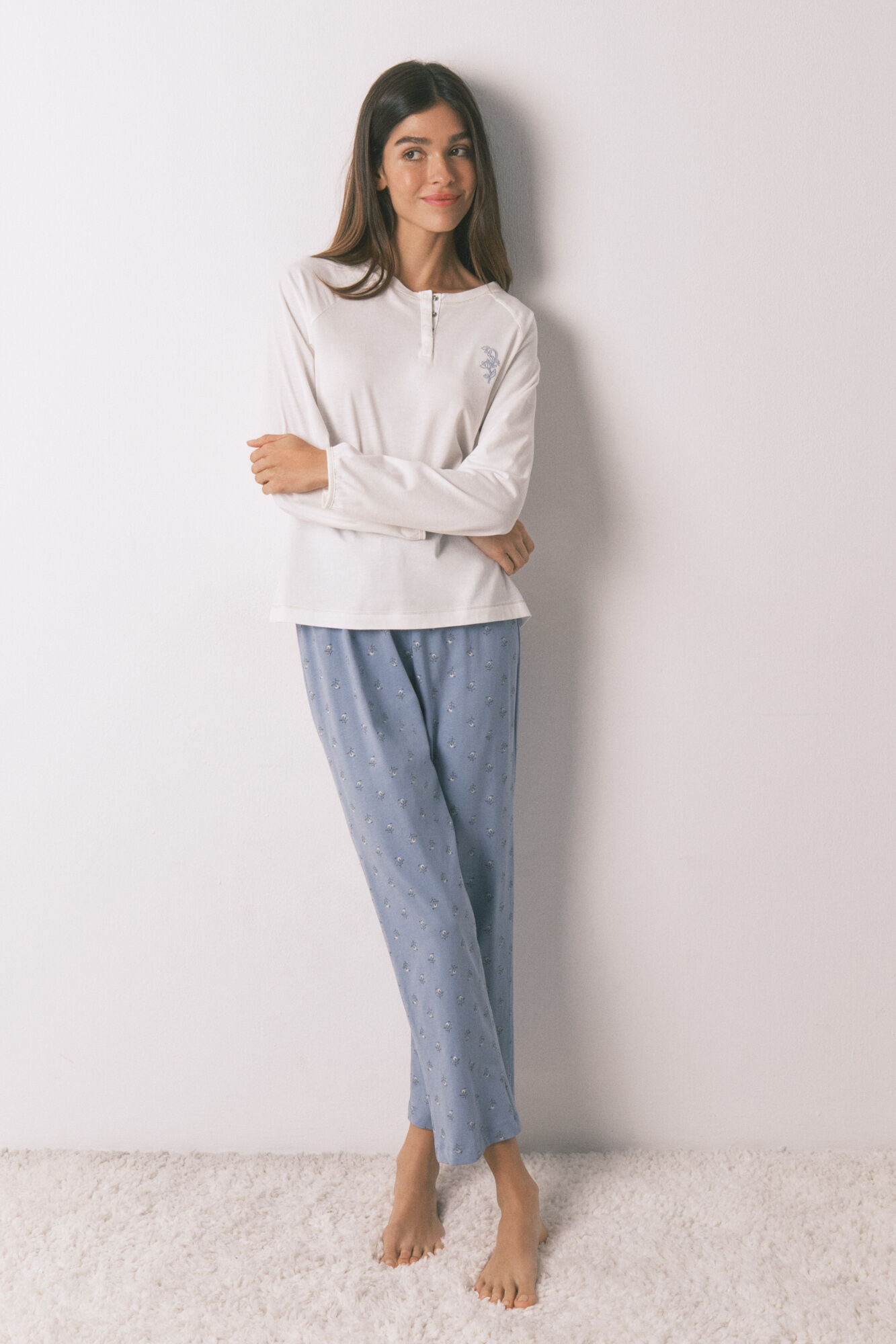 Women'secret Pijama larga con pantal&oacute;n floral