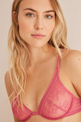 Womensecret Brasier halter relleno encaje fucsia rosa