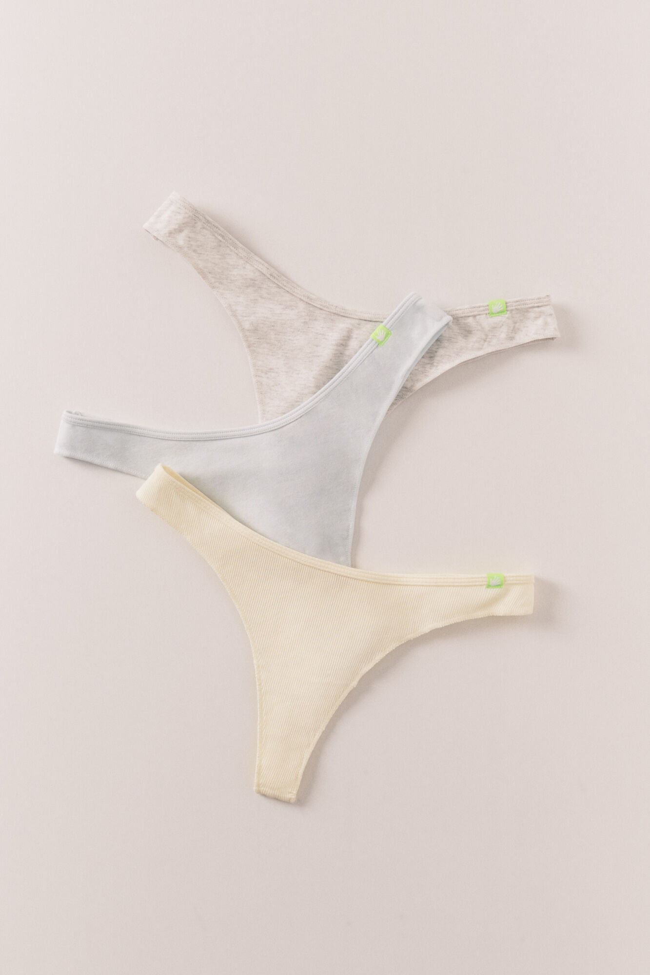 HI&BYE Pack 3 tangas de algod&oacute;n gris, amarillo, azul blanco