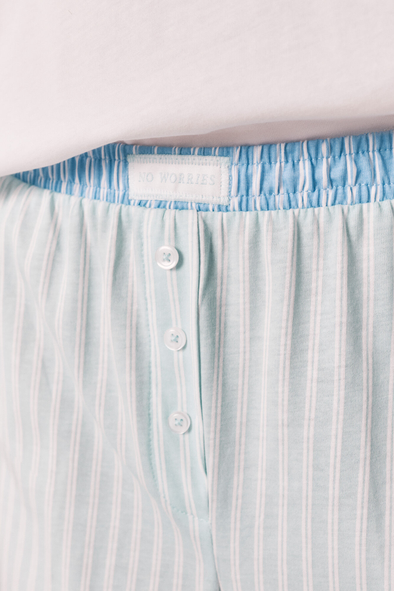 Women'secret Pijama larga de algod&oacute;n pantal&oacute;n a rayas verde marfil