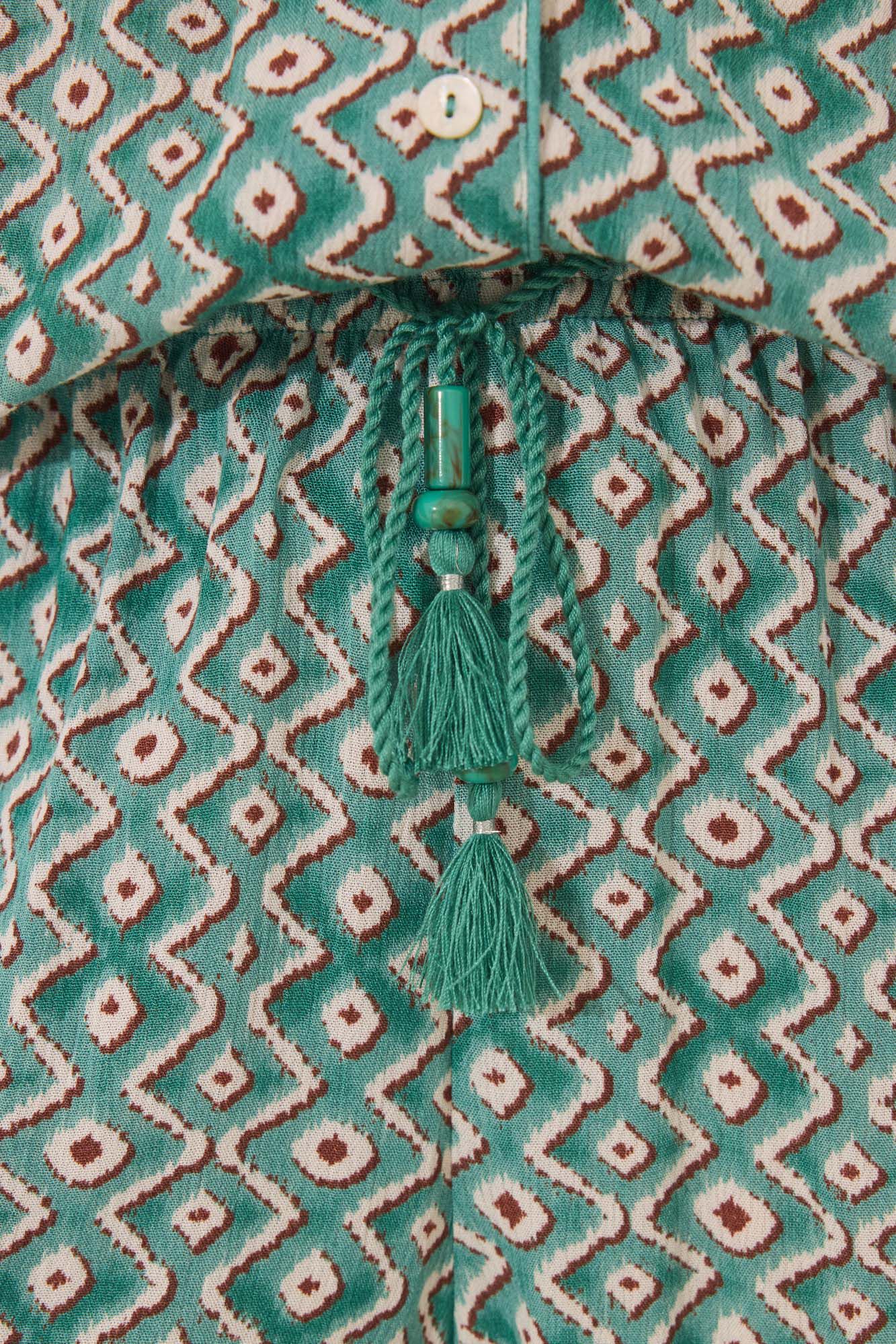 Women'secret Pijama camisera Capri con estampado geom&eacute;trico verde