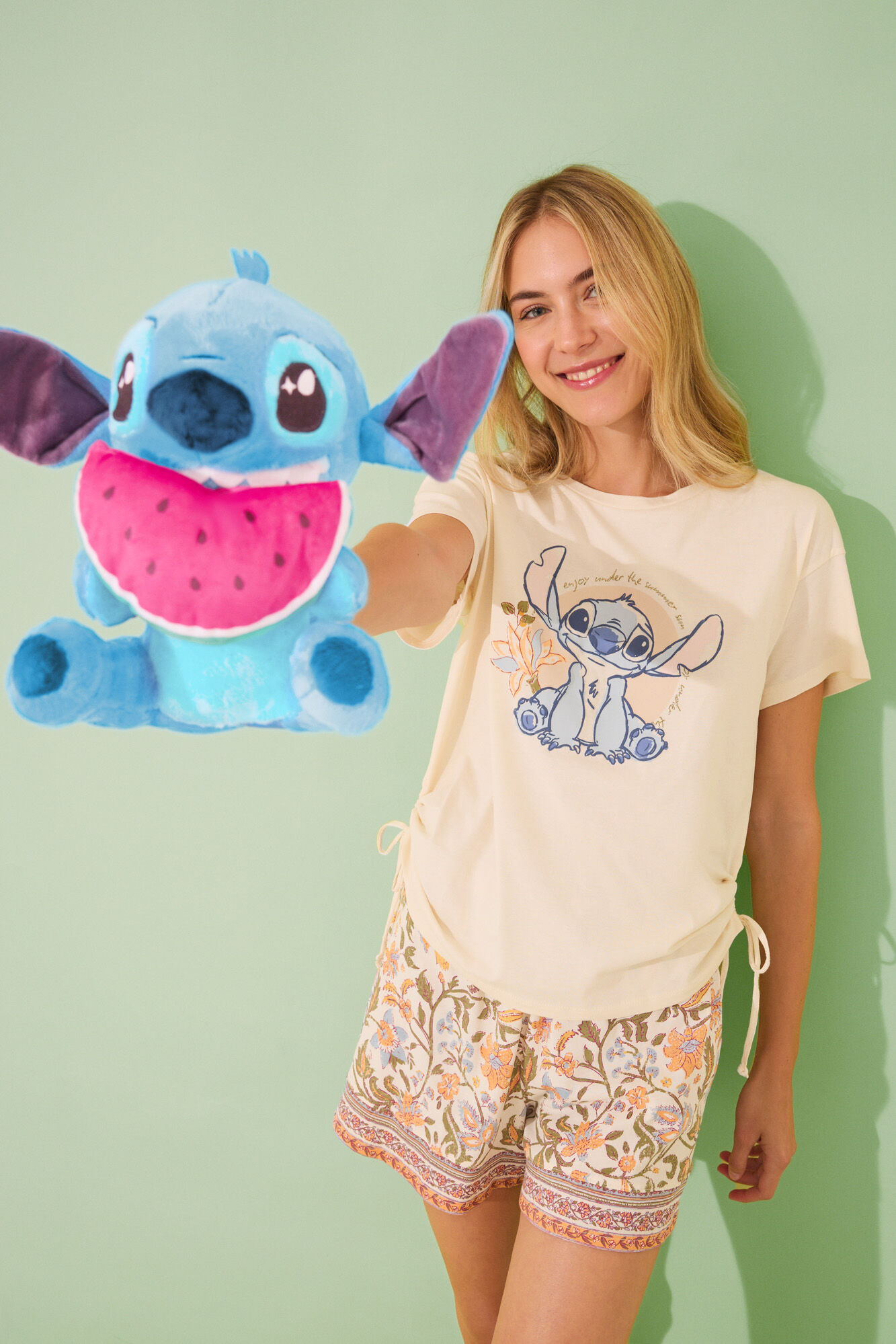 Women'secret Pijama corta de algod&oacute;n de Lilo & Stitch