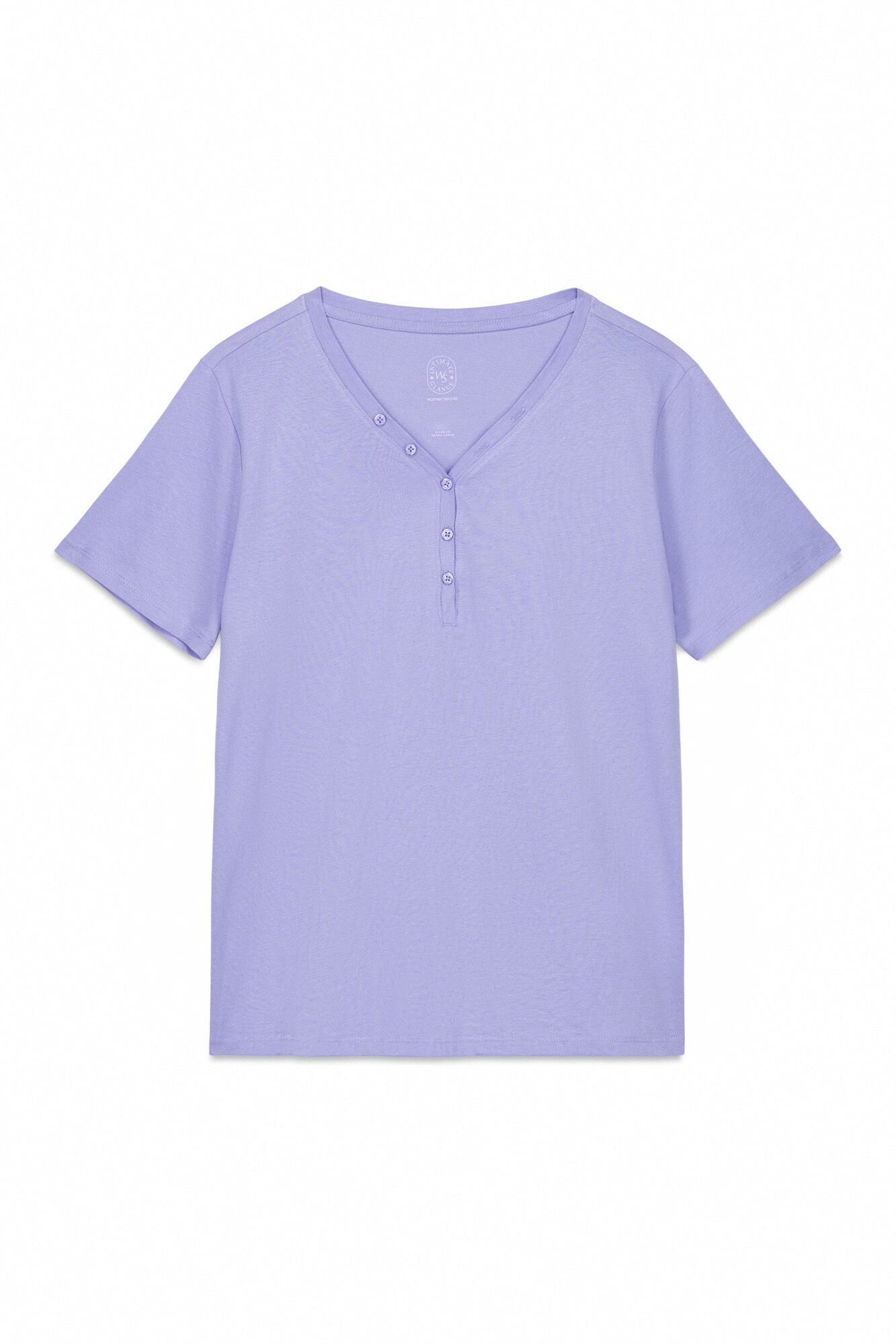 Women'secret Playera de manga corta de algod&oacute;n cepillado color lila morado/lila