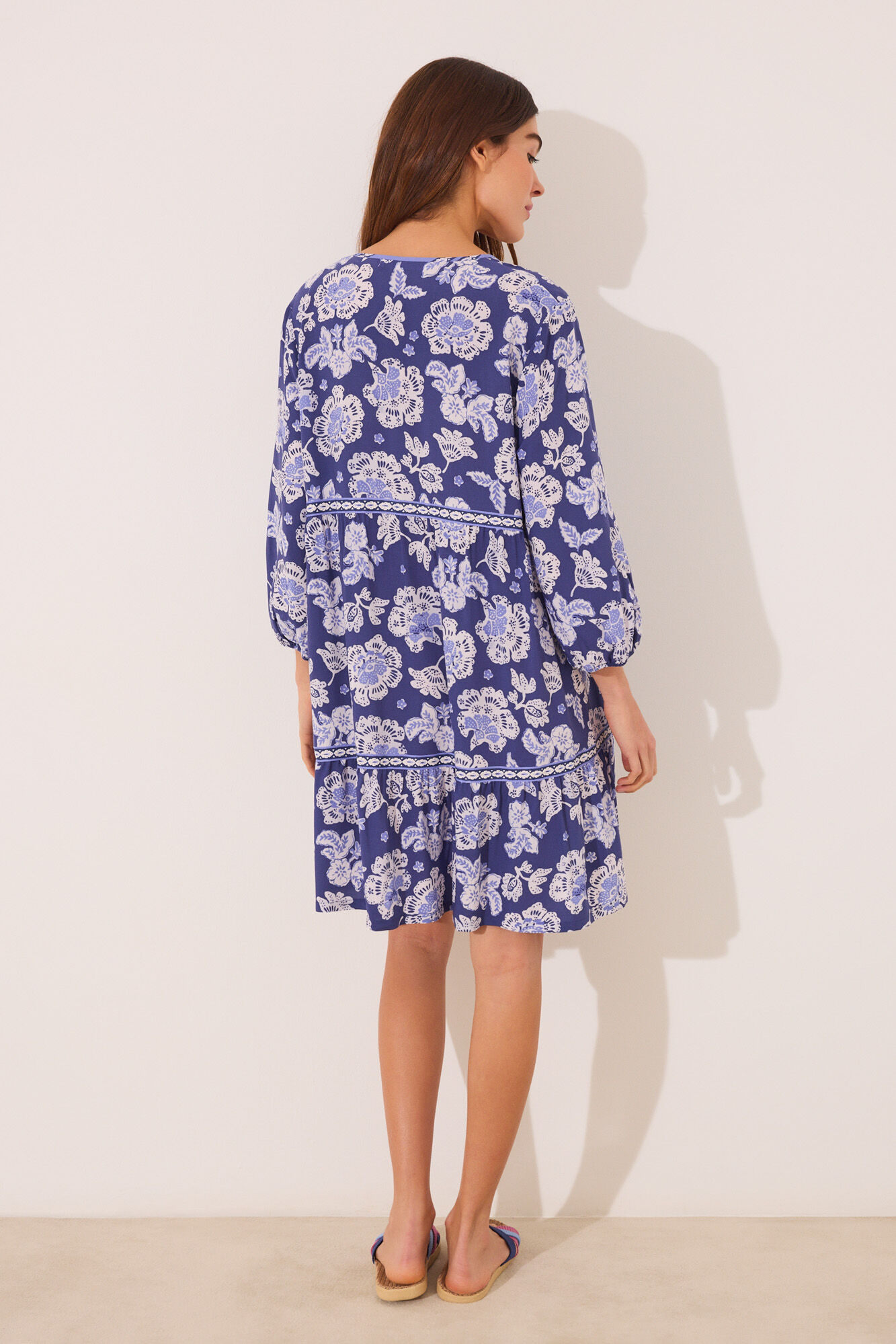 Women'secret Playera de dormir de viscosa con estampado azul estampado