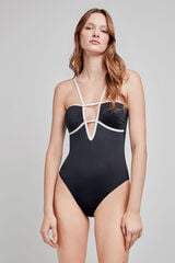 Gisela Traje de ba&ntilde;o bandeau negro con ribete negro