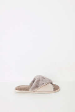 Womensecret Pantuflas abiertas rosa pelito café café