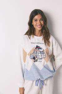 Women'secret Pijama larga de forro polar mousse de Snoopy