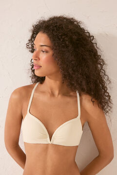 Womensecret Top de bikini texturizada de color blanco crema marfil