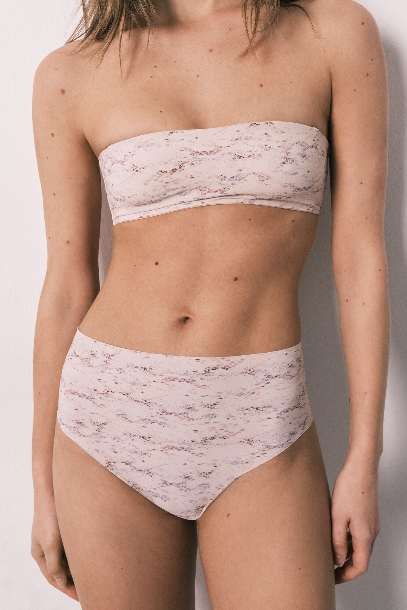 Women'secret Panty de tiro alto de microfibra clean cut estampado de serpiente blanco