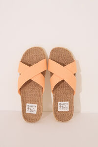 Womensecret Chanclas de rafia con tirantes cruzadas café