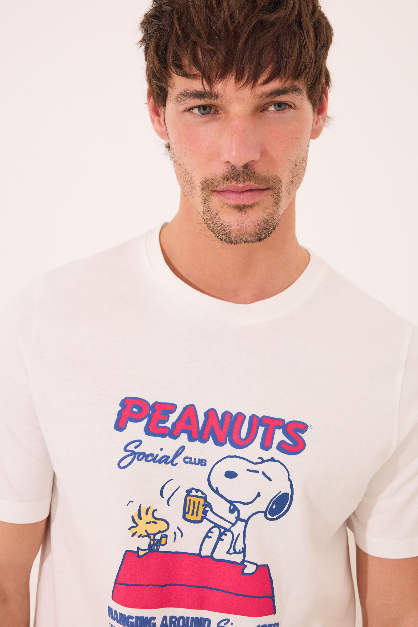 Women'secret Pijama corta hombre Snoopy 100% algod&oacute;n marfil