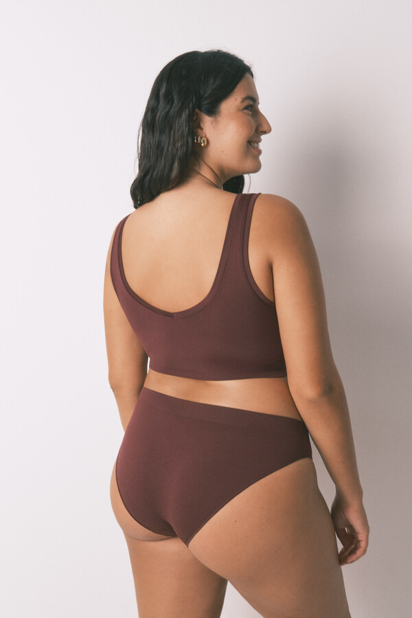 Women'secret Panty clásica sin costuras color granate púrpura