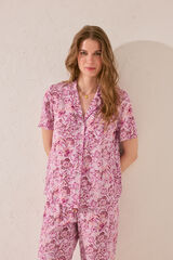 Womensecret Pijama Capri de viscosa con estampado morado/lila estampado