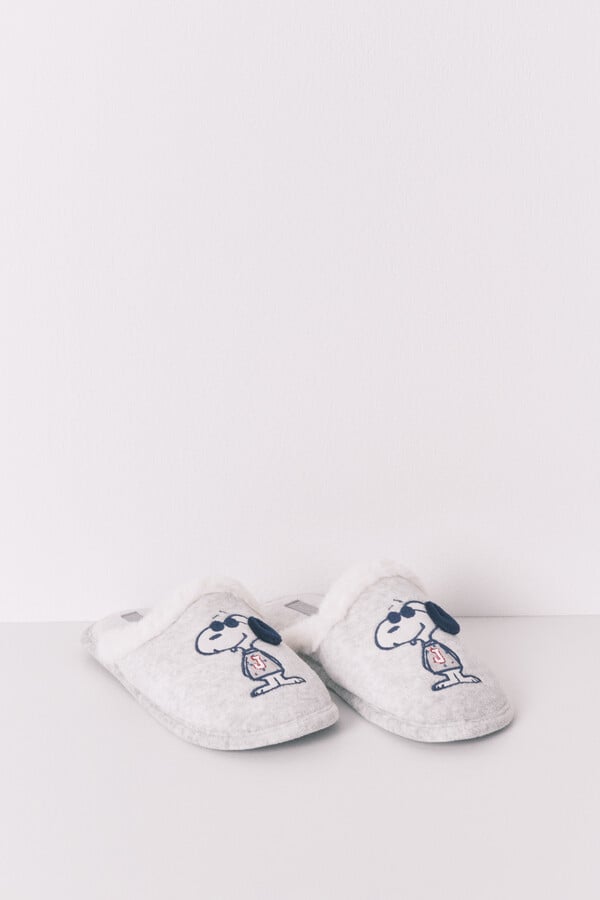 Women'secret Pantuflas para casa de Snoopy de color gris oscuro gris