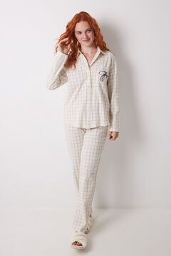 Womensecret Pijama camisera 100% algodón cuadros marfil