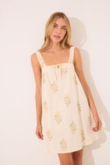 Womensecret Camisón midi de algodón con tirantes marfil