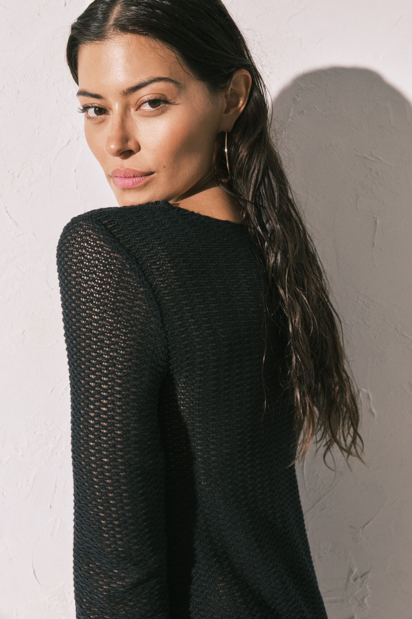 Women'secret T&uacute;nica de manga larga de crochet negro