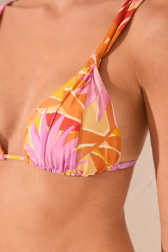 Womensecret Top de bikini de triangular de malla con estampado floral estampado