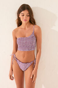 Womensecret Top de bikini asimétrico tipo bata estampado