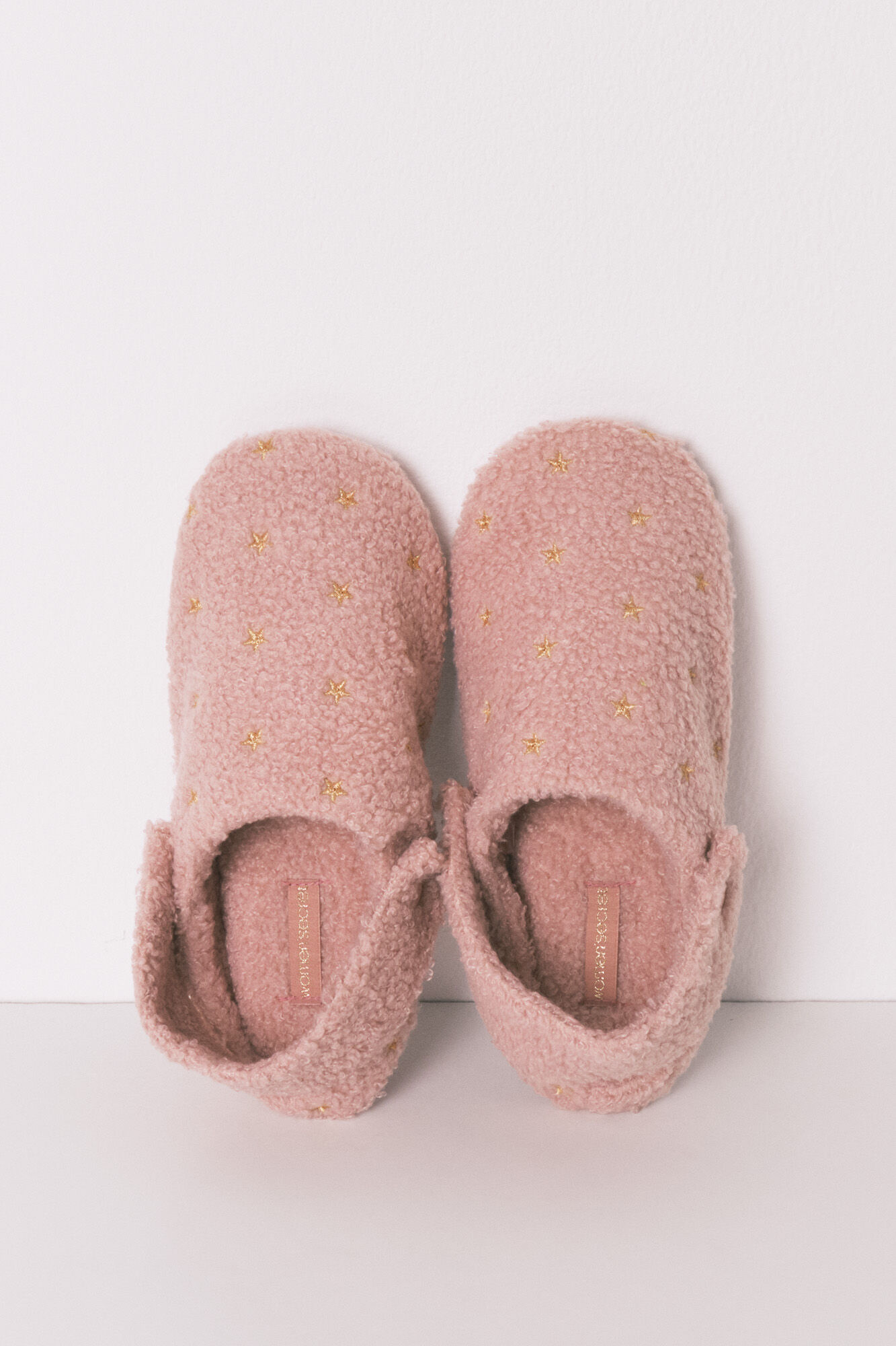 Women'secret Pantuflas para casa de borrego con purpurina rosa