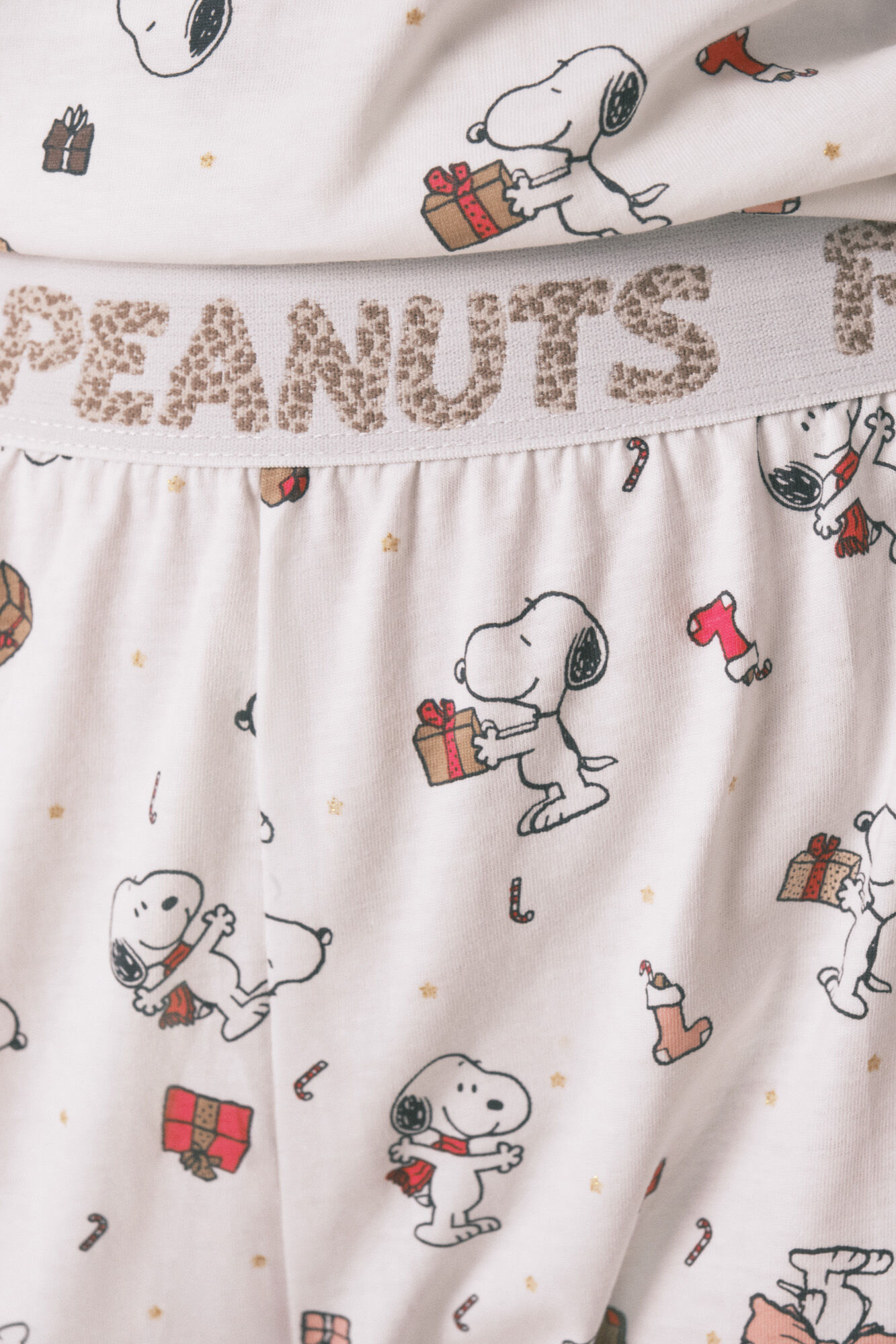 Women'secret Pijama larga 100% algod&oacute;n blanco Snoopy marfil