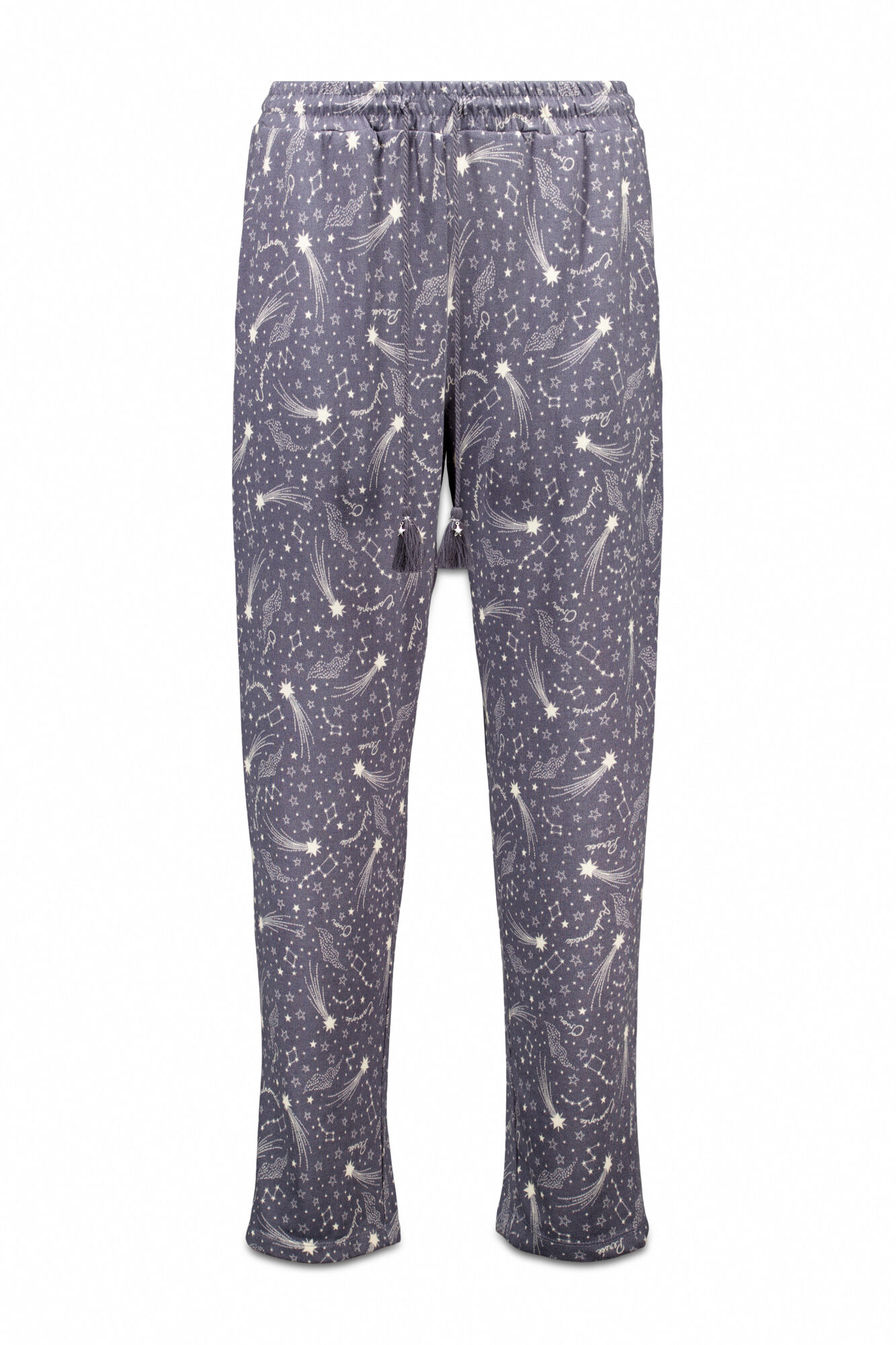 Women'secret Pantal&oacute;n largo y tejido con estrellas grises suaves gris