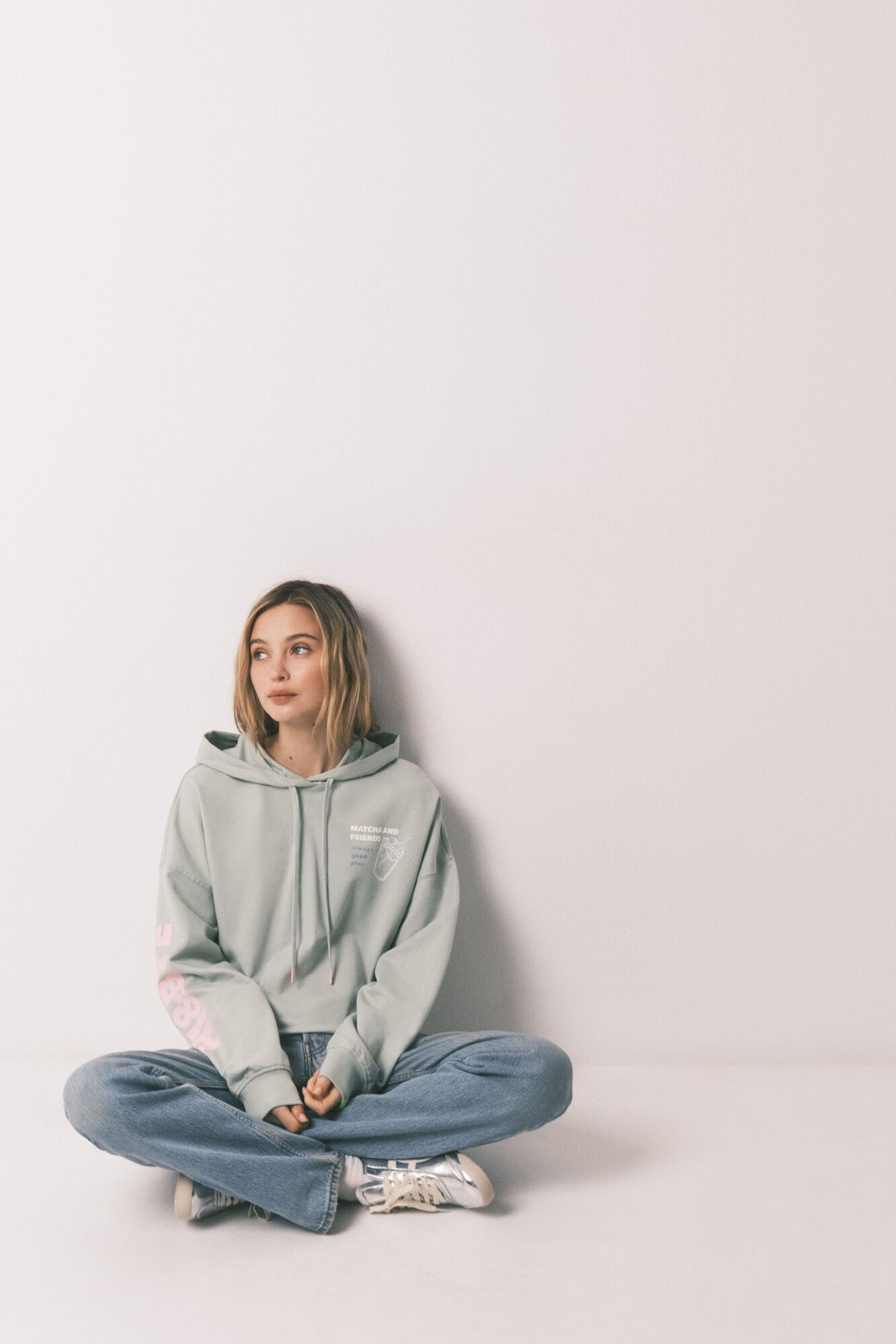 HI&BYE Sudadera con capucha de felpa de algod&oacute;n verde verde