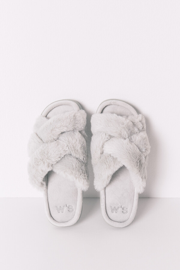 Women'secret Pantuflas con pelo verde  verde