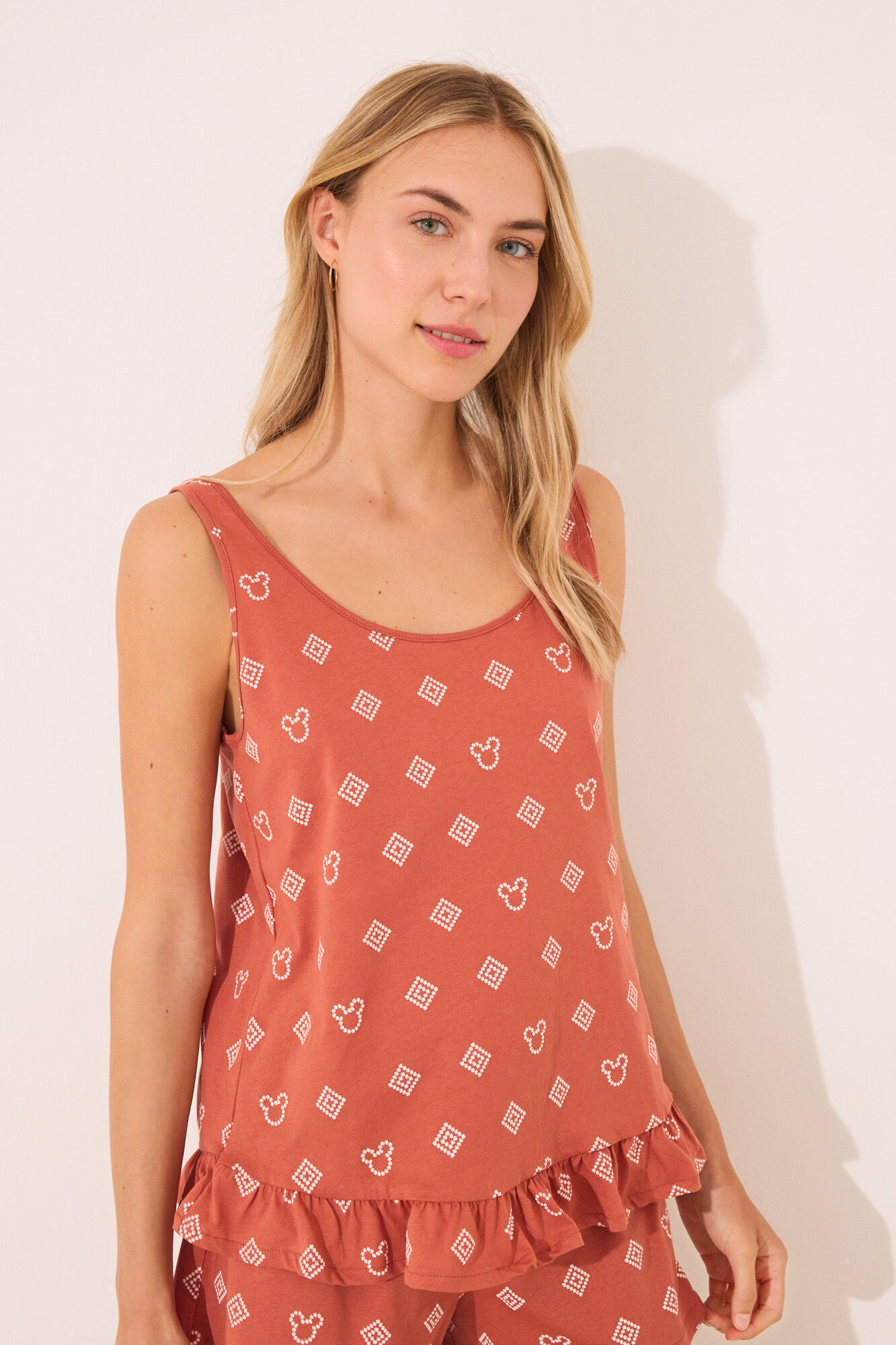 Women'secret Pijama corta Mickey Mouse 100% algod&oacute;n naranja