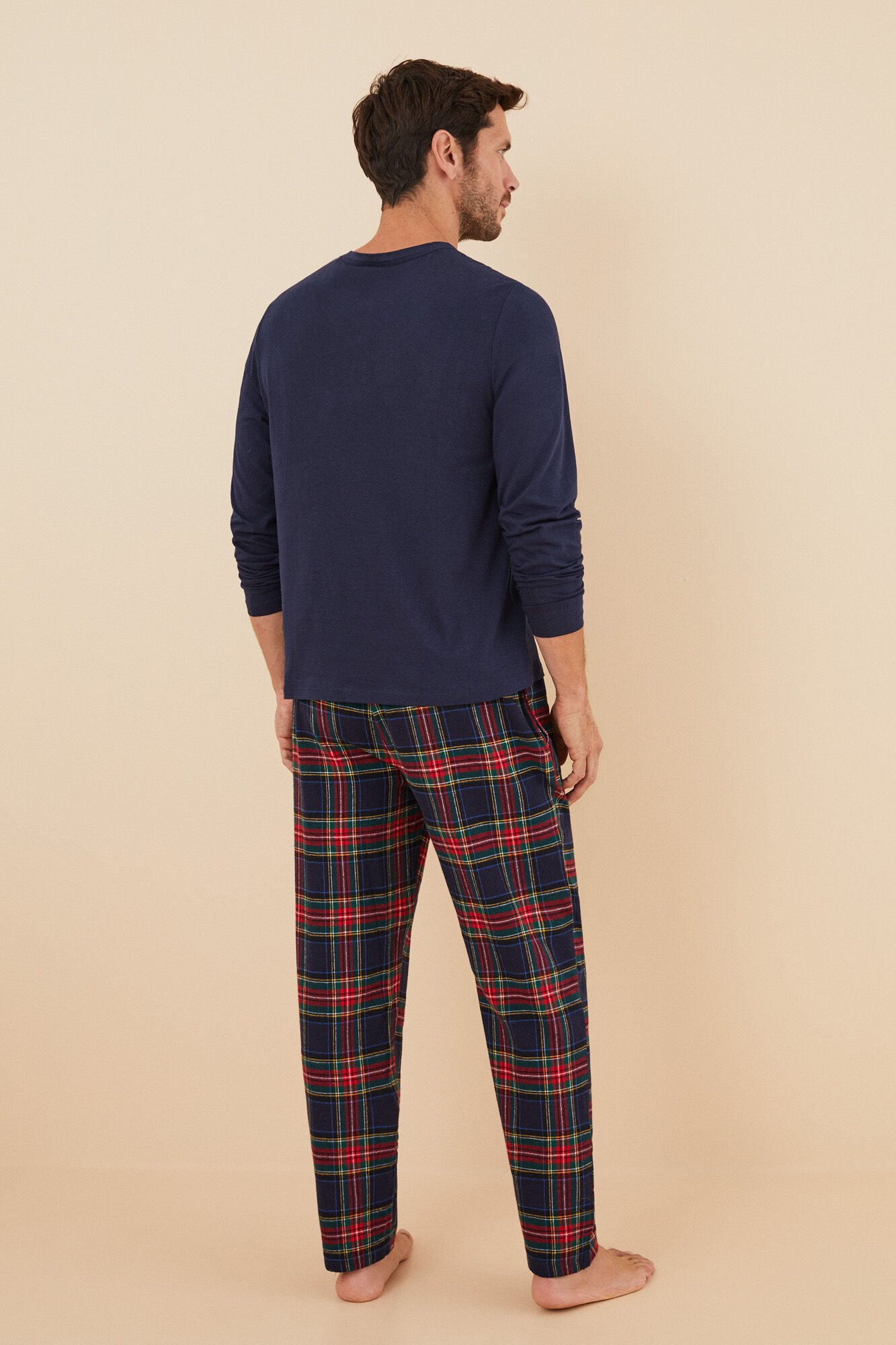 Women'secret Pijama hombre 100% algod&oacute;n cuadros  azul