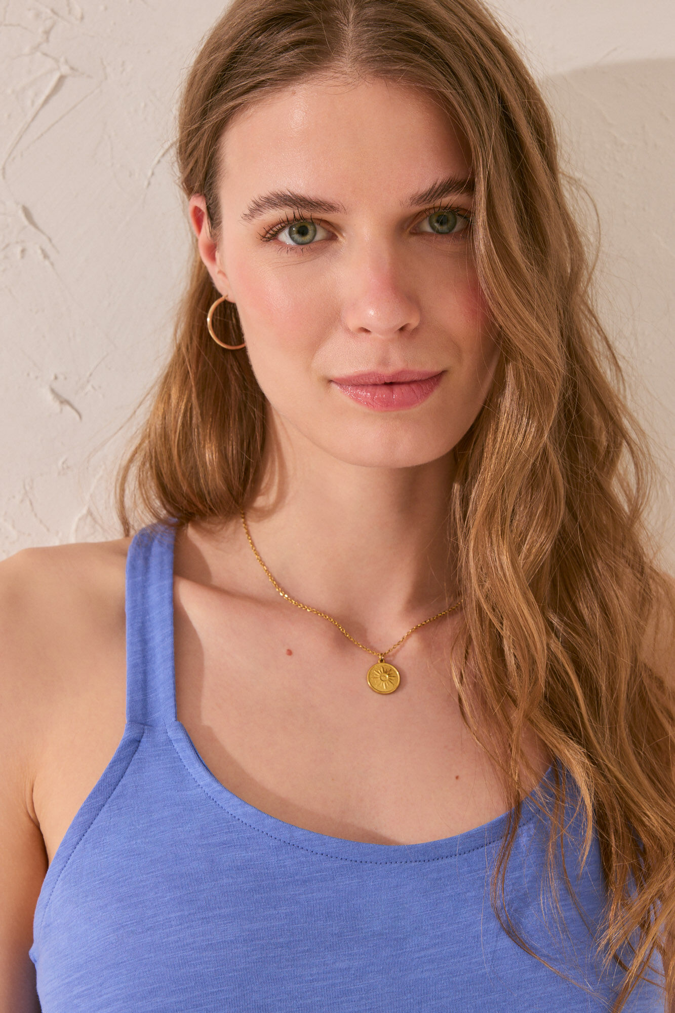 Women'secret Playera de tirantes de algod&oacute;n azul claro azul