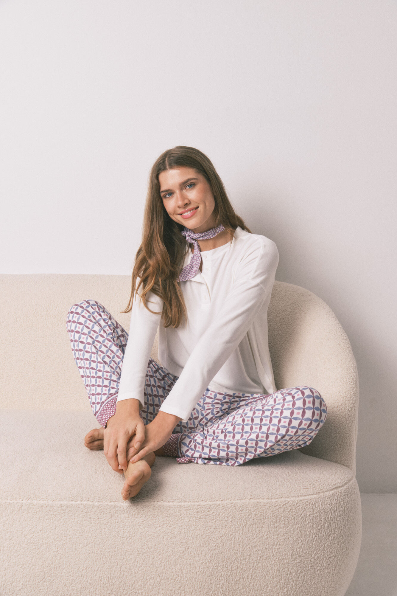 Women'secret Playera blanca holgado de manga larga