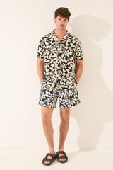 Womensecret Camisa de hombre con estampado tropical de Snoopy negro