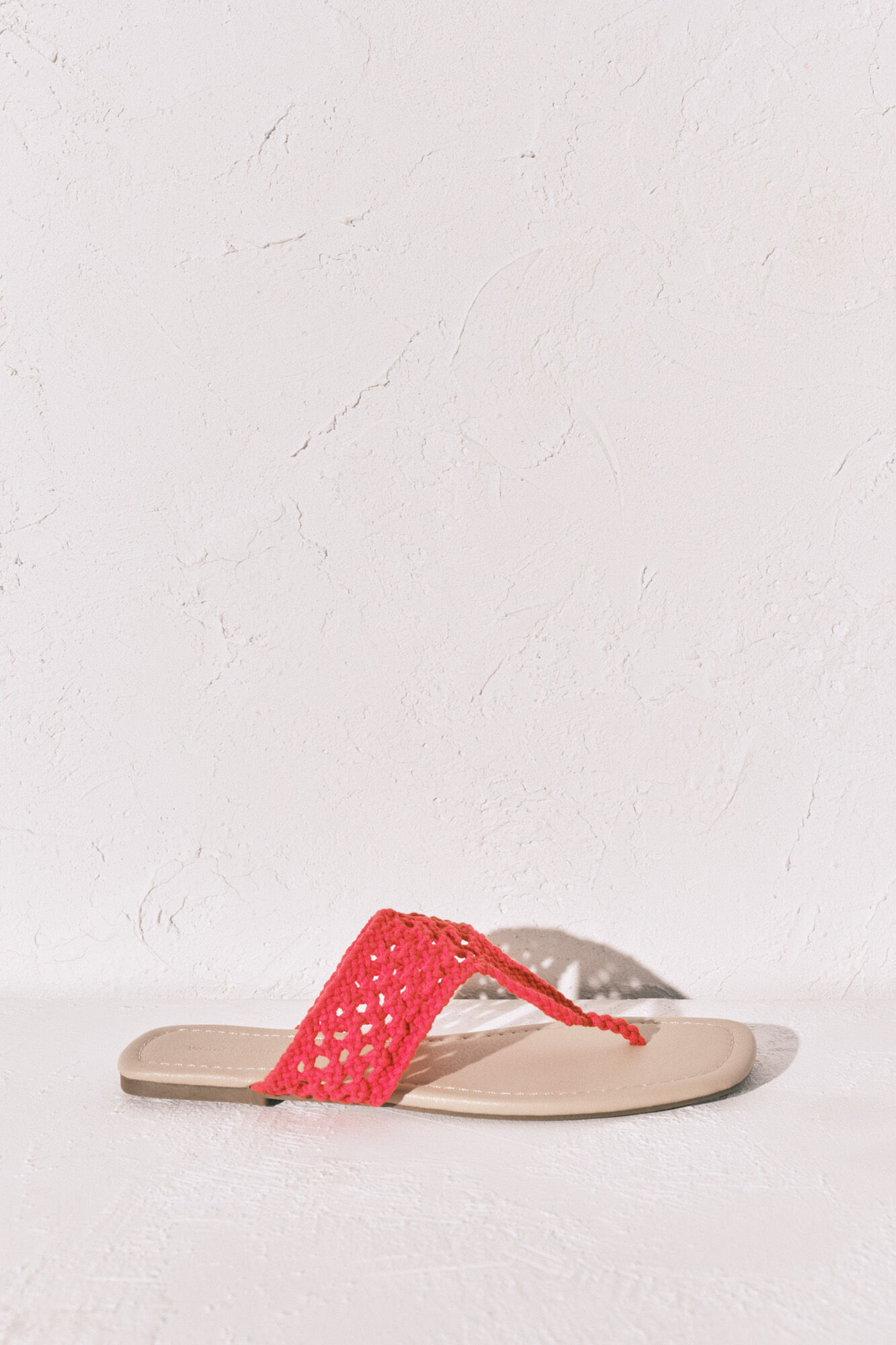 Women'secret Sandalias de crochet rojo coral
