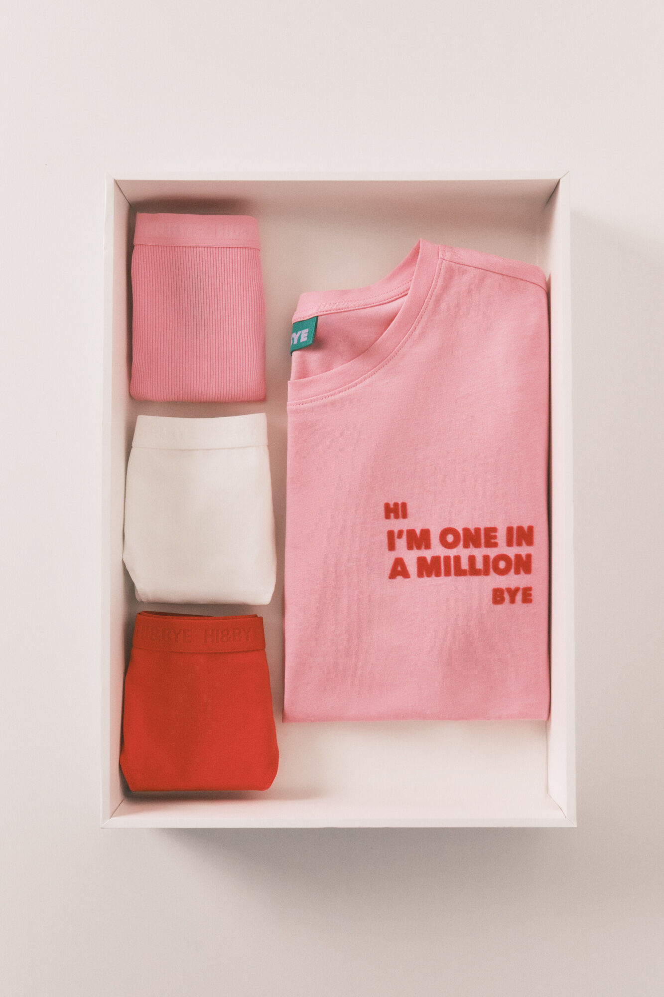 HI&BYE Pack 3 panties tanga de algod&oacute;n rosa, rojo y blanco blanco