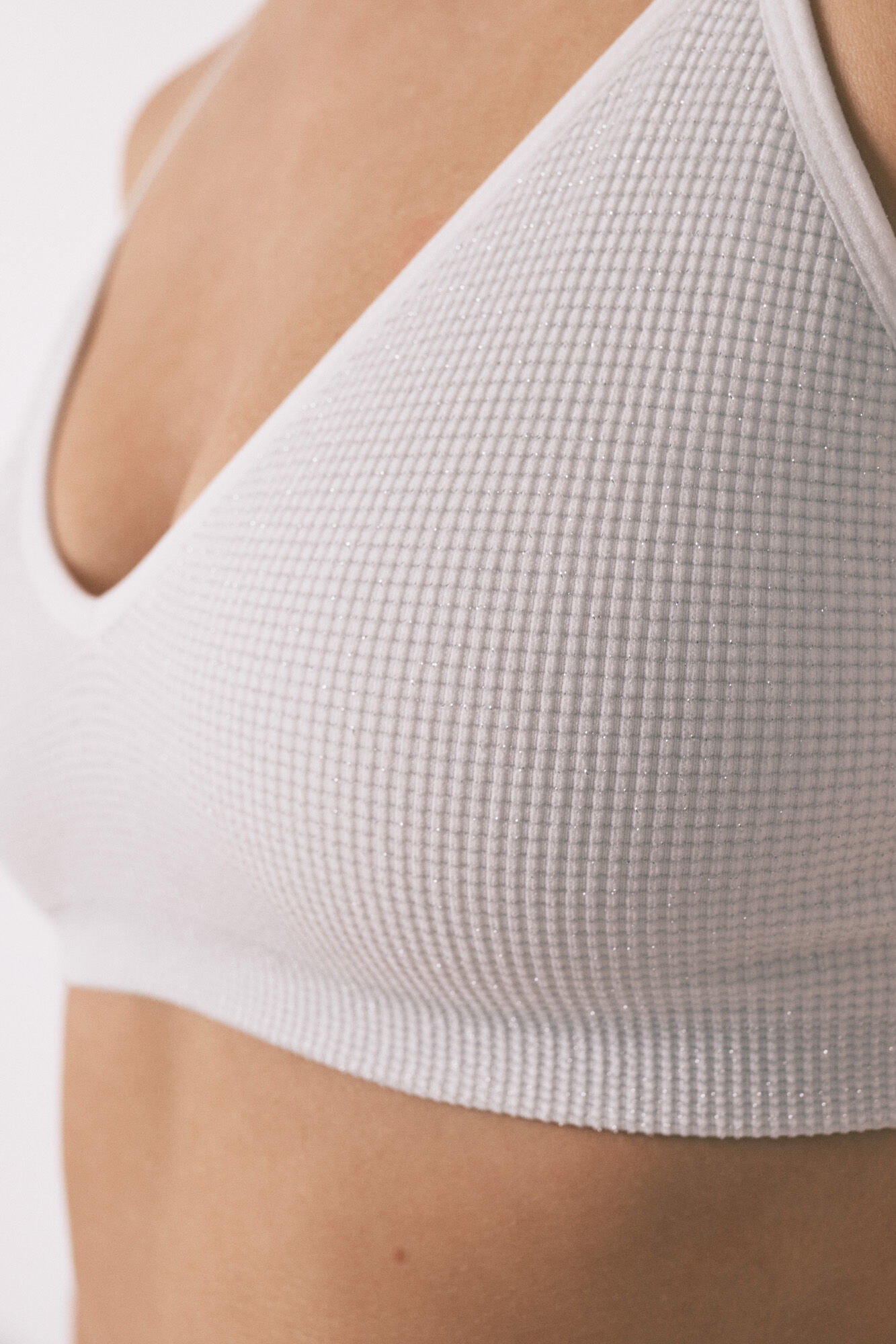 Women'secret Top de canal&eacute; sin costuras de lurex blanco