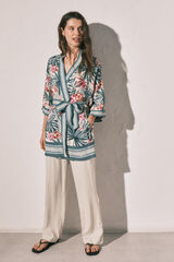 Women'secret Kimono estampado verde verde