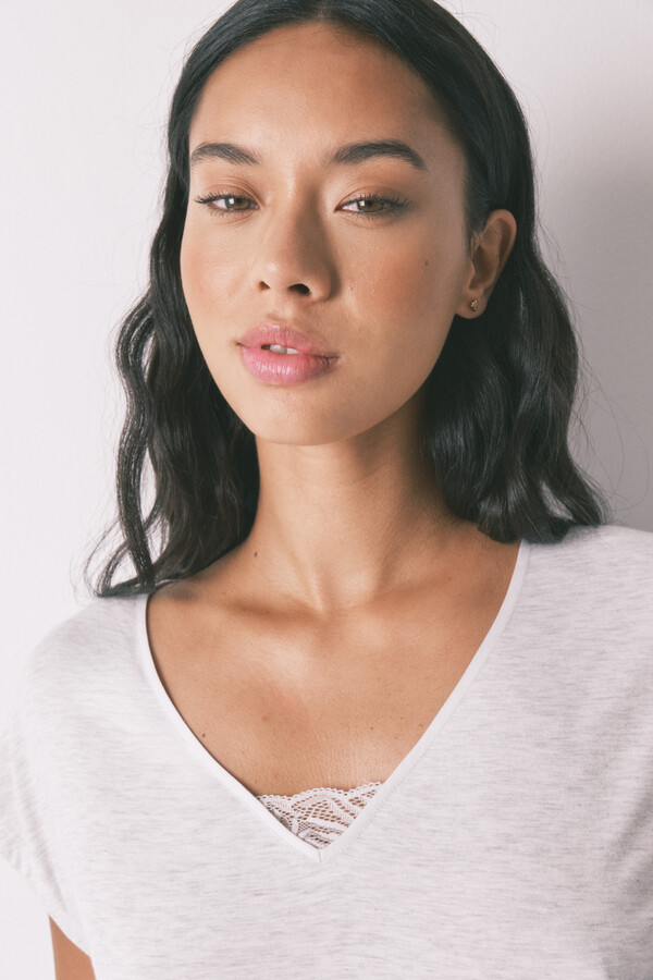 Women'secret Pijama Capri de viscosa gris de soft touch gris